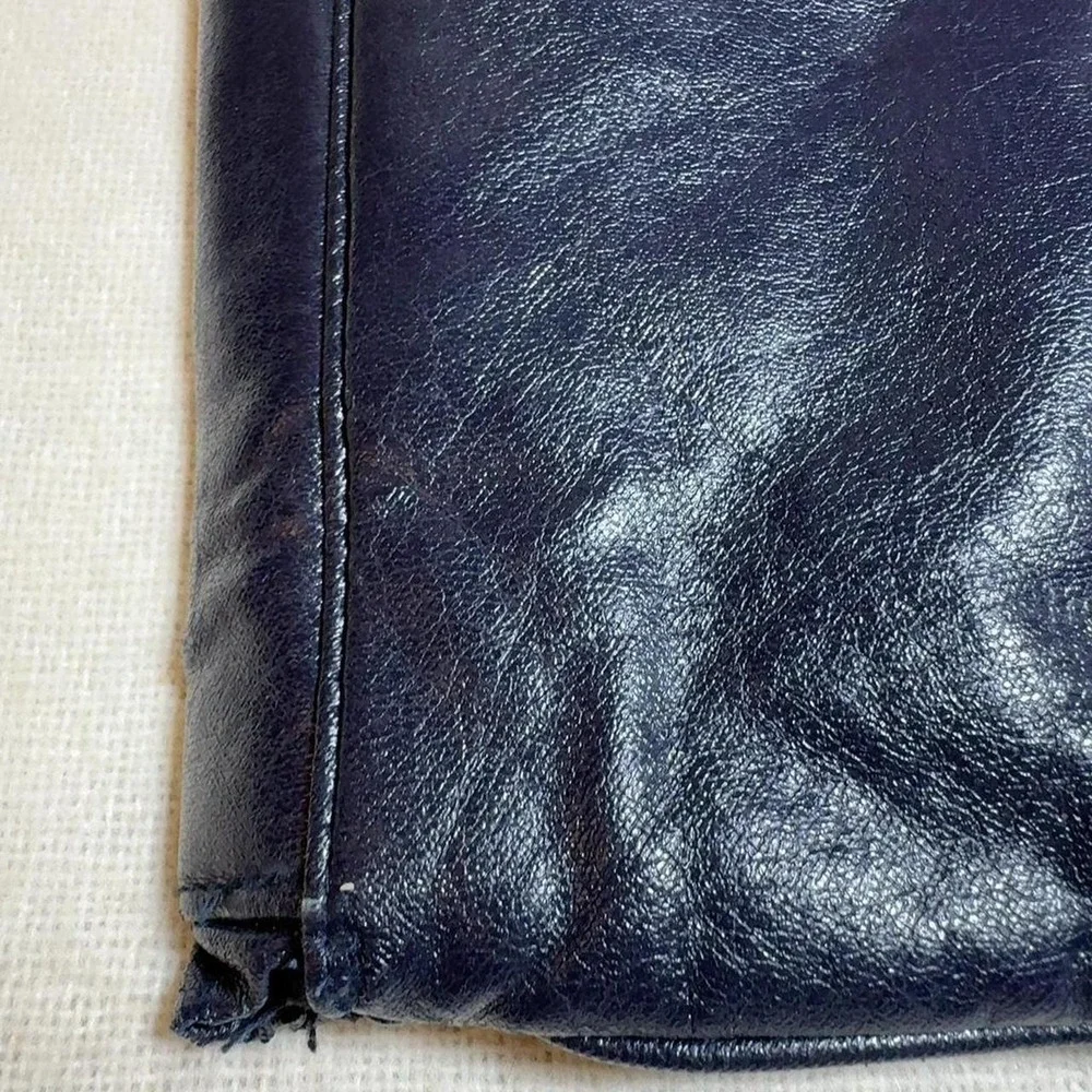 Vintage 80s Navy Faux Leather Ruffle Clutch